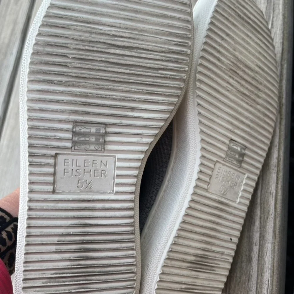 ** Eileen Fisher Gray Sneakers Platform slip on woven knit tenns shoes 5.5